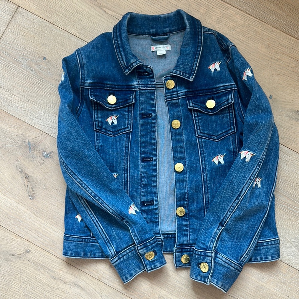 Girls J. Crew Unicorn Denim Jacket